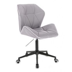 Kosmetická židle MILANO MAX na černé podstavě s kolečky - šedá