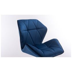 Kosmetická židle MILANO MAX VELUR na černém talíři - modrá