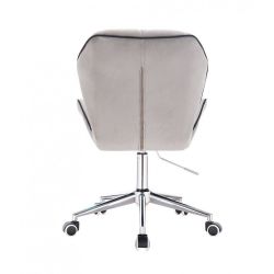 Kosmetická židle MILANO MAX VELUR na stříbrné podstavě s kolečky - šedá