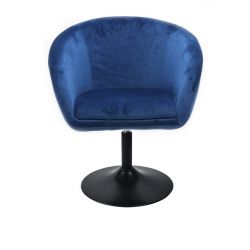 Kosmetická židle VENICE VELUR na černém talíři - modrá