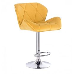 Barová židle MILANO VELUR na stříbrné kulaté podstavě - žlutá
