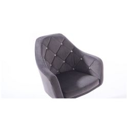 Barová židle ROMA VELUR na černé podstavě - tmavě šedá