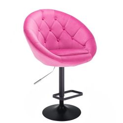 Barová židle VERA VELUR na černém talíři - růžová