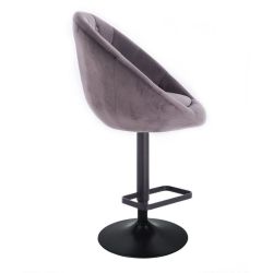 Barová židle VERA VELUR na černém talíři - šedá