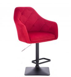Barová židle ANDORA VELUR  na černé podstavě - červená