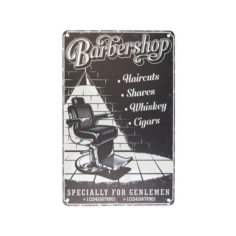Plechová retro cedule Barbershop B053