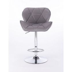 Barová židle MILANO na kulaté stříbrné podstavě - šedá