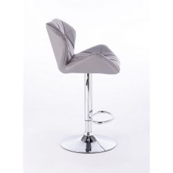 Barová židle MILANO na kulaté stříbrné podstavě - šedá