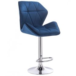 Barová židle MILANO MAX VELUR na stříbrném talíři - modrá