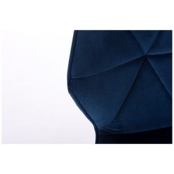 Kosmetická židle MILANO VELUR na černé podstavě s kolečky - modrá