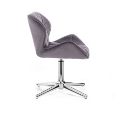 Kosmetická židle MILANO VELUR na stříbrném kříži - tmavě šedá