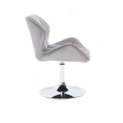Kosmetická židle MILANO VELUR na stříbrném talíři - světle šedá