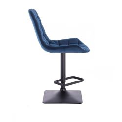 Barová židle PARIS VELUR na černé podstavě - modrá