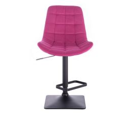 Barová židle PARIS VELUR na černé podstavě - růžová