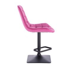 Barová židle PARIS VELUR na černé podstavě - růžová