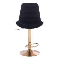  Barová židle PARIS VELUR na zlatém talíři - černá