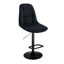 Barová židle SAMSON VELUR na černém talíři - černá