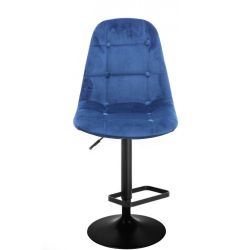 Barová židle SAMSON VELUR na černém talíři - modrá