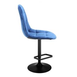 Barová židle SAMSON VELUR na černém talíři - modrá