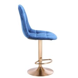 Barová židle SAMSON VELUR na zlatém talíři - modrá