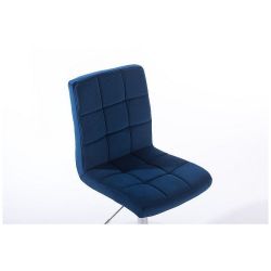 Barová židle TOLEDO VELUR na stříbrném talíři - modrá