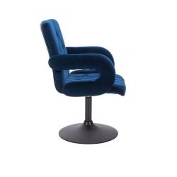 Kosmetická židle BOSTON VELUR na černém talíři - modrá
