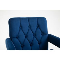 Kosmetická židle BOSTON VELUR na černém talíři - modrá