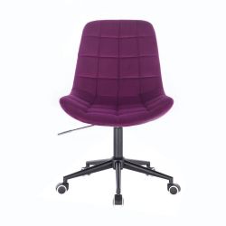 Kosmetická židle PARIS VELUR na černé podstavě s kolečky - fuchsie