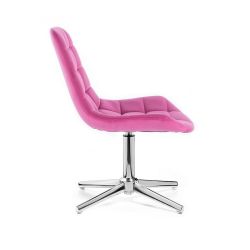 Kosmetická židle PARIS VELUR na stříbrném kříži - růžová