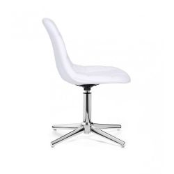 Kosmetická židle SAMSON na stříbrném kříži - bílá