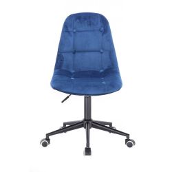 Kosmetická židle SAMSON VELUR na černé podstavě s kolečky - modrá