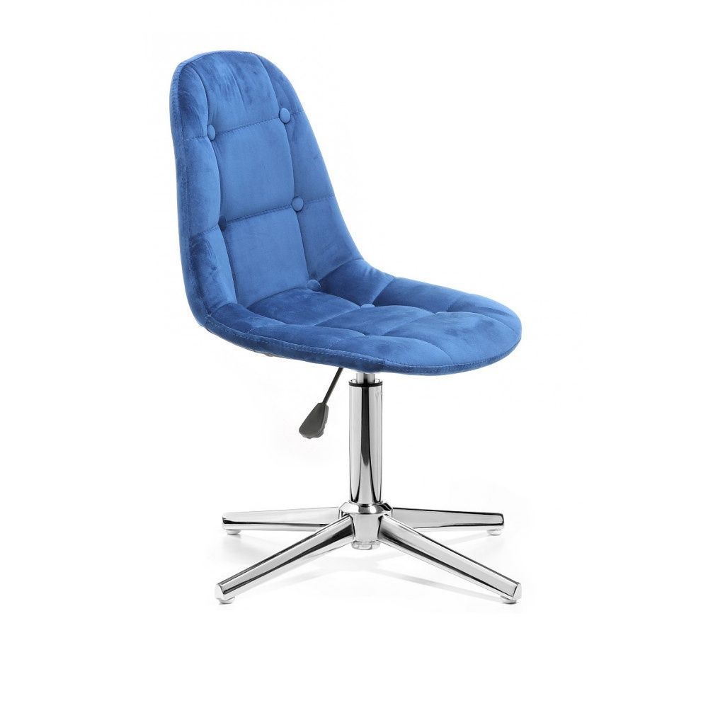 Kosmetická židle SAMSON VELUR na stříbrném kříži - modrá