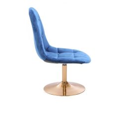 Kosmetická židle SAMSON VELUR na zlatém talíři - modrá