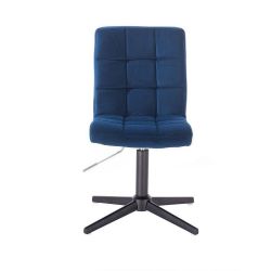 Kosmetická židle TOLEDO VELUR na černém kříži - modrá