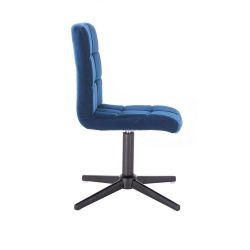 Kosmetická židle TOLEDO VELUR na černém kříži - modrá