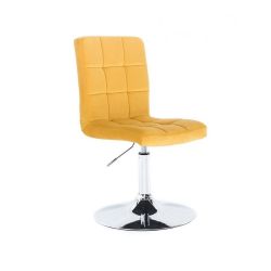 Kosmetická židle TOLEDO VELUR na stříbrném talíři - žlutá