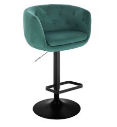 Barová židle MONTANA  VELUR na černém talíři - zelená