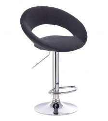 Barová židle NAPOLI  VELUR na stříbrném talíři - černá