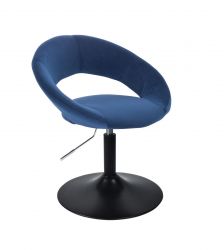 Kosmetická židle NAPOLI VELUR na černém talíři - modrá