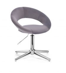 Kosmetická židle NAPOLI VELUR na stříbrném kříži - tmavě šedá