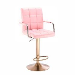 Barová židle VERONA na zlatém talíři - růžová