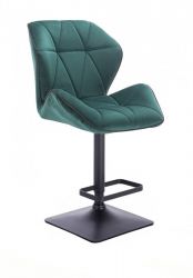 Barová židle MILANO MAX VELUR na černé podstavě - zelená