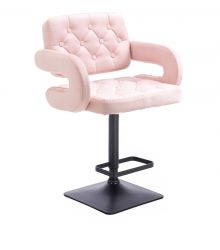 Barová židle ADRIA VELUR na černé podstavě - růžová