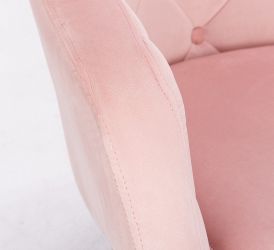 Kosmetické křeslo ANDORA VELUR na černé podstavě s kolečky - světle růžové