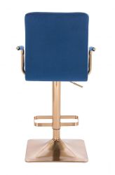 Barová židle VERONA GOLD VELUR na zlaté hranaté základně - modrá