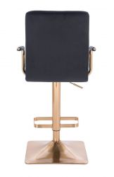 Barová židle VERONA GOLD VELUR na zlaté hranaté základně - černá