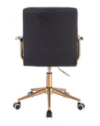 Kosmetická židle VERONA GOLD na zlaté podstavě s kolečky - černá