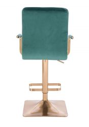 Barová židle VERONA GOLD VELUR na zlaté hranaté základně - zelená