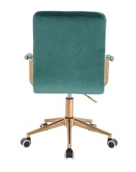 Kosmetická židle VERONA GOLD VELUR na zlaté podstavě s kolečky - zelená