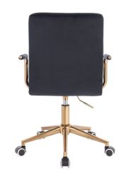 Kosmetická židle VERONA GOLD VELUR na zlaté podstavě s kolečky - černá